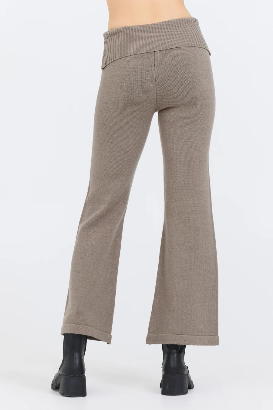 Slim Fit Knit Fold Over Flare Pant