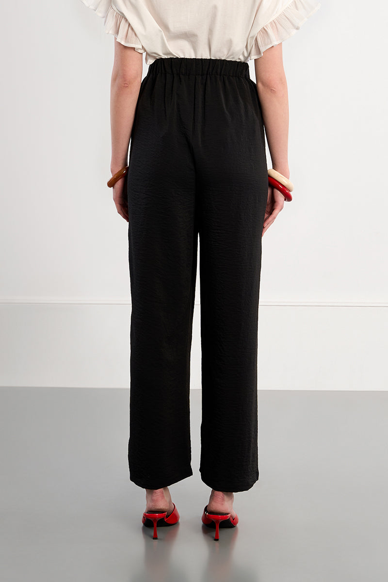 Black Linen Wide Leg Pant