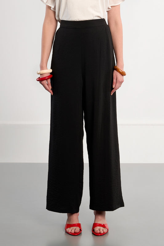 Black Linen Wide Leg Pant