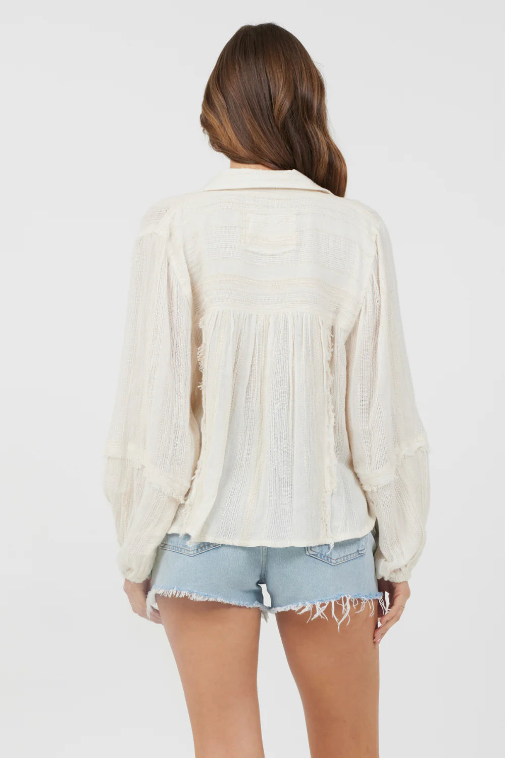 The Ivory Multi Texture Polo Blouse