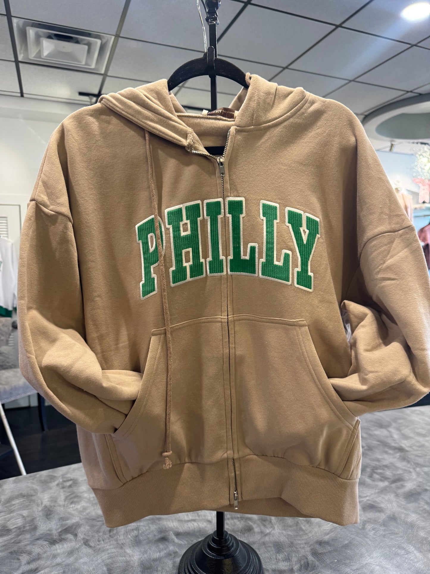Tan Philly Patch Zip UP