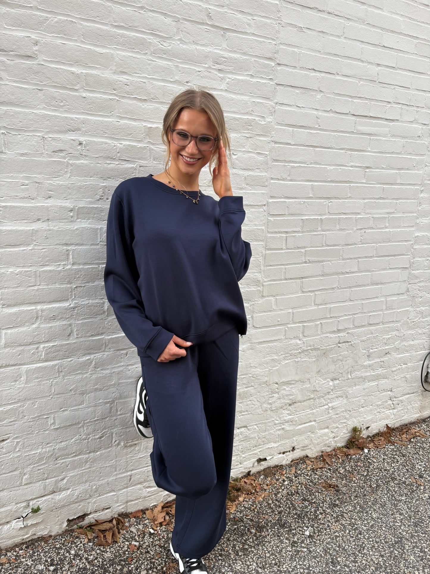 Cloud Fleece Navy Wide Pants