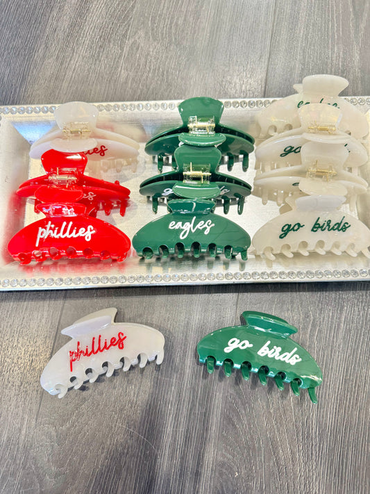 Philadelphia Eagles and Phillies Claw Clips
