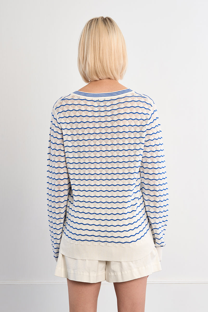 Terry VNeck Stripe Sweater