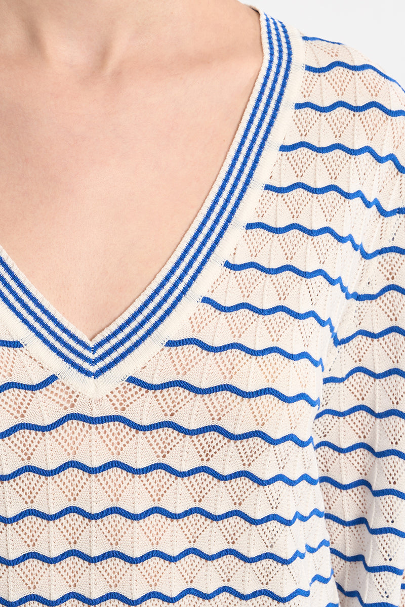 Terry VNeck Stripe Sweater