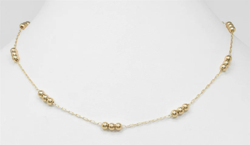 Small Gold Beaded and Gold Chain Necklace