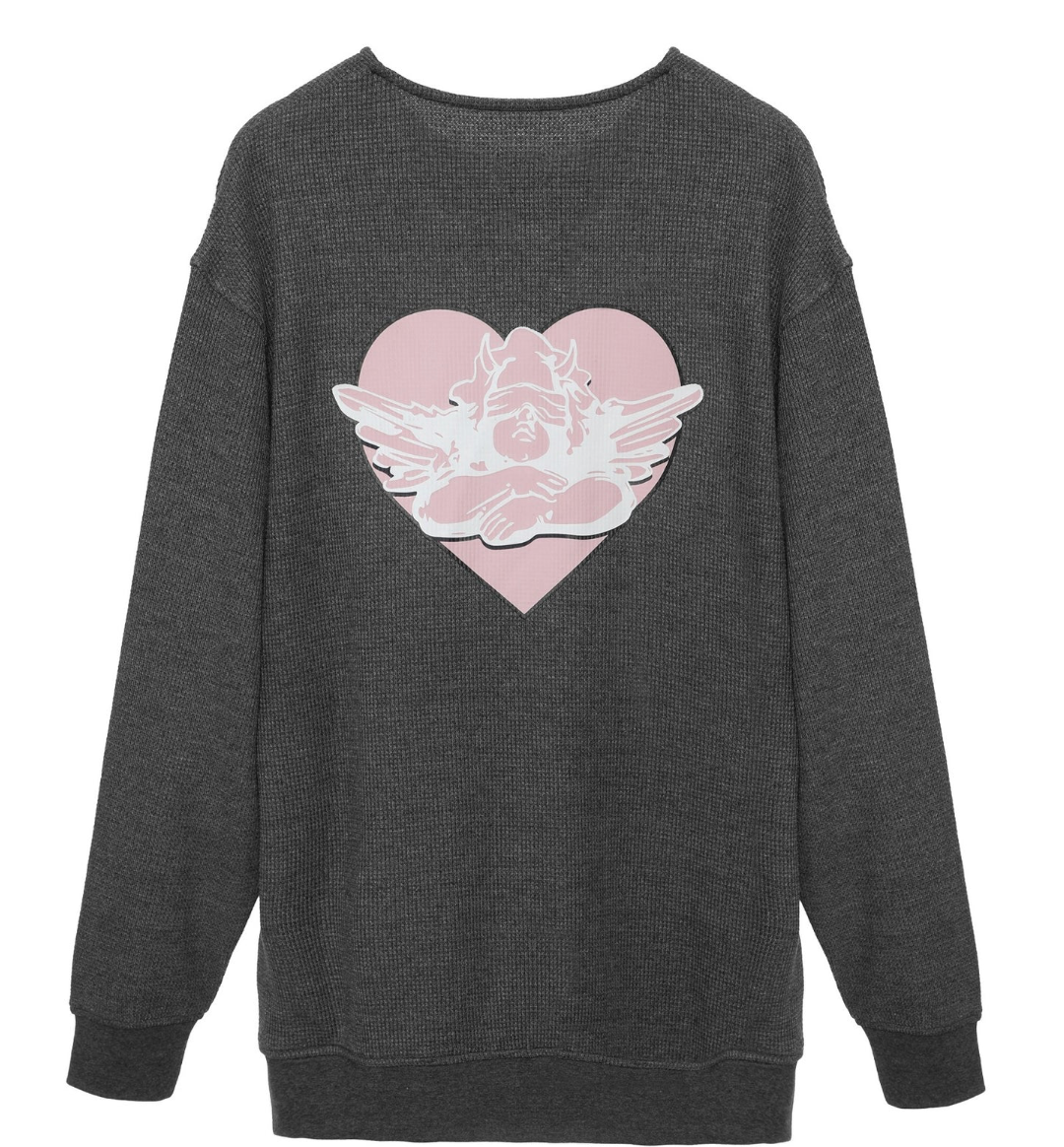 CHARCOAL READ RECEIPTS K-CREWNECK