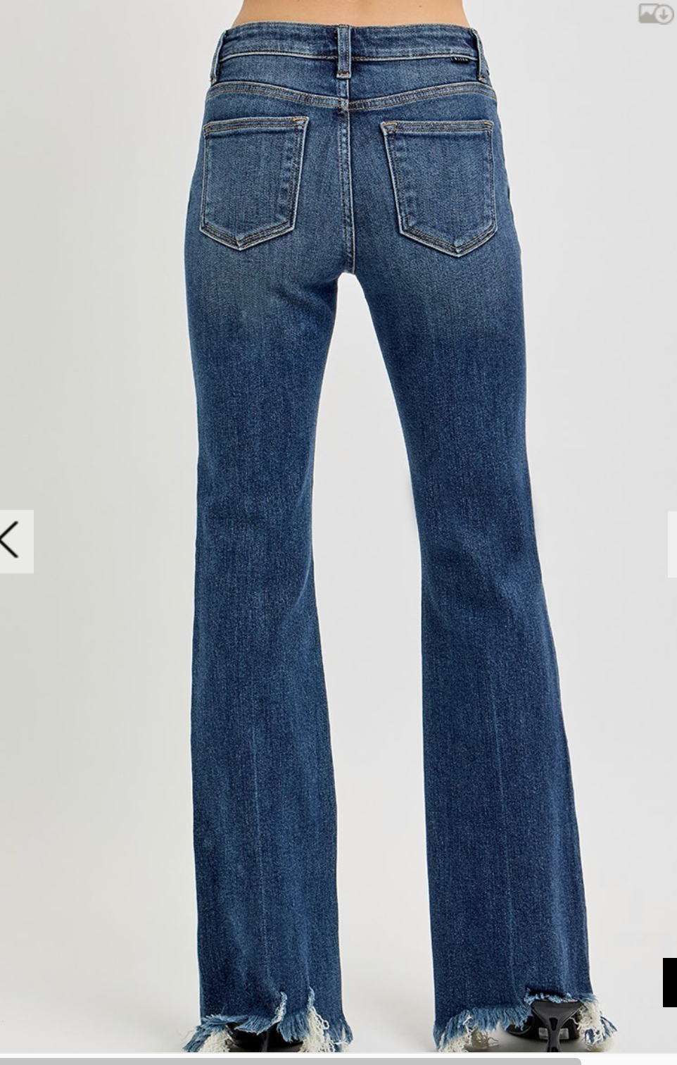 MID RISE FLARE FRAYED HEM JEANS