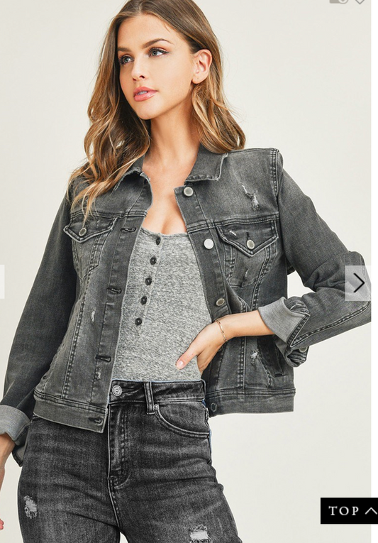 Vintage Washed Grey Denim Jacket