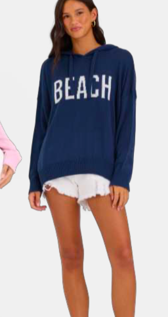 Navy Blue Beach Hoodie Sweater