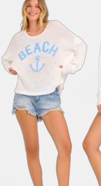 White with Blue anchor Sweater