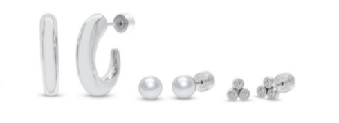 Hoop Pearl Trio - Silver