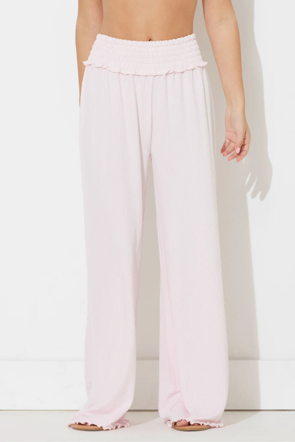 Pink Sugar Solid Rib Full Length Pant