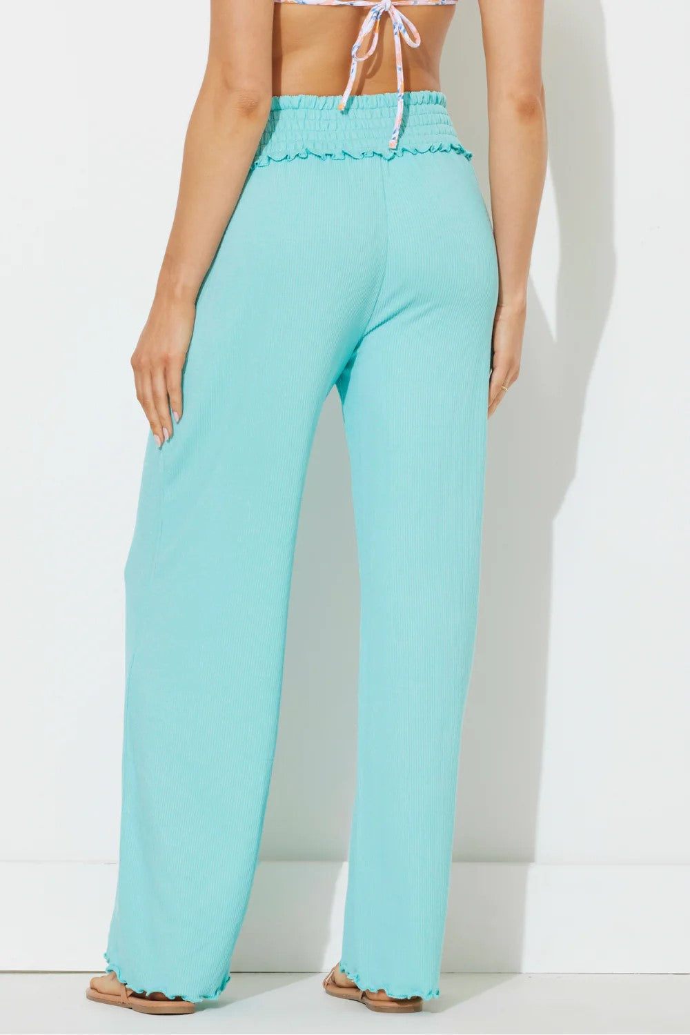 Waterfall Sage Solid Rib Full Length Pant