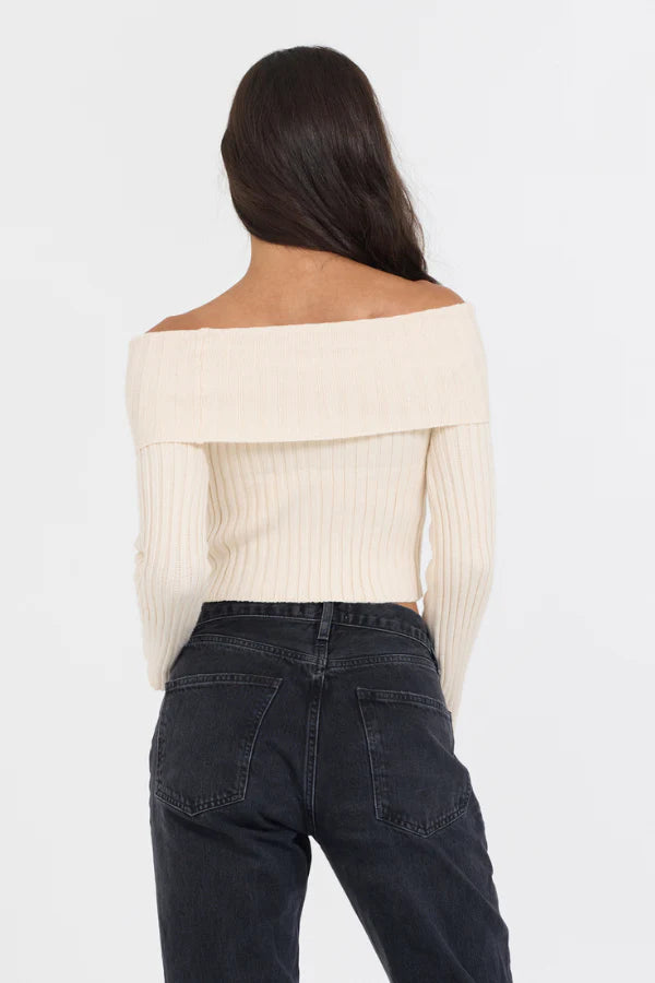 Distressed Off Shoulder Sweater