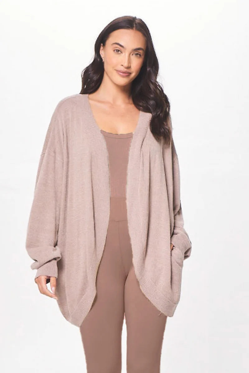 Latte Taupe Plush Knit Cardigan