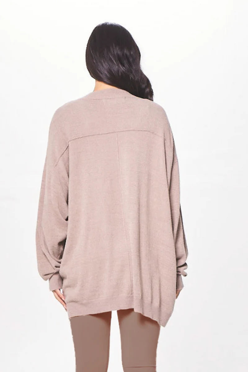 Latte Taupe Plush Knit Cardigan