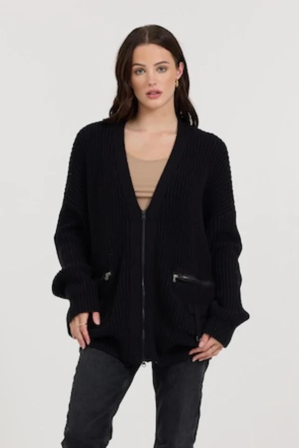 Zip Front Utility Cardigan