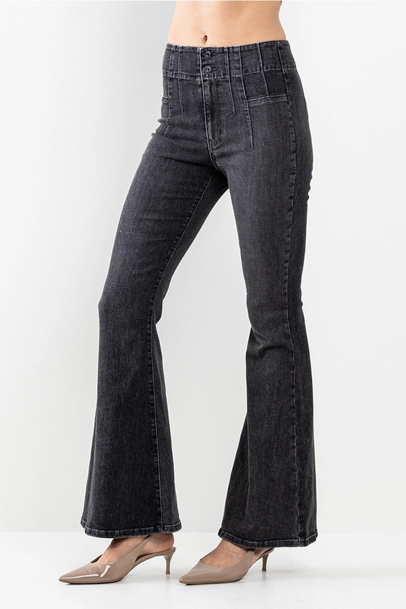 High Rise Flare Jeans in Grey