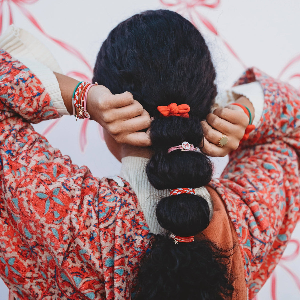 "Joy" Red & Green Holiday Hair Tie Bracelets
