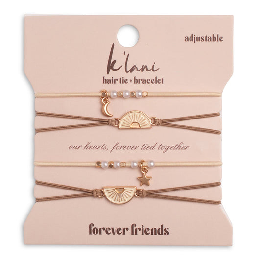 "Forever Friends" Neutral Sun Friendship Hair Tie Bracelets