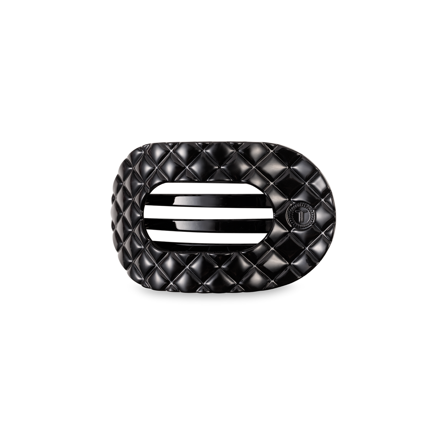 Flat Round Hair Clip | Small | Jet Black Quilted