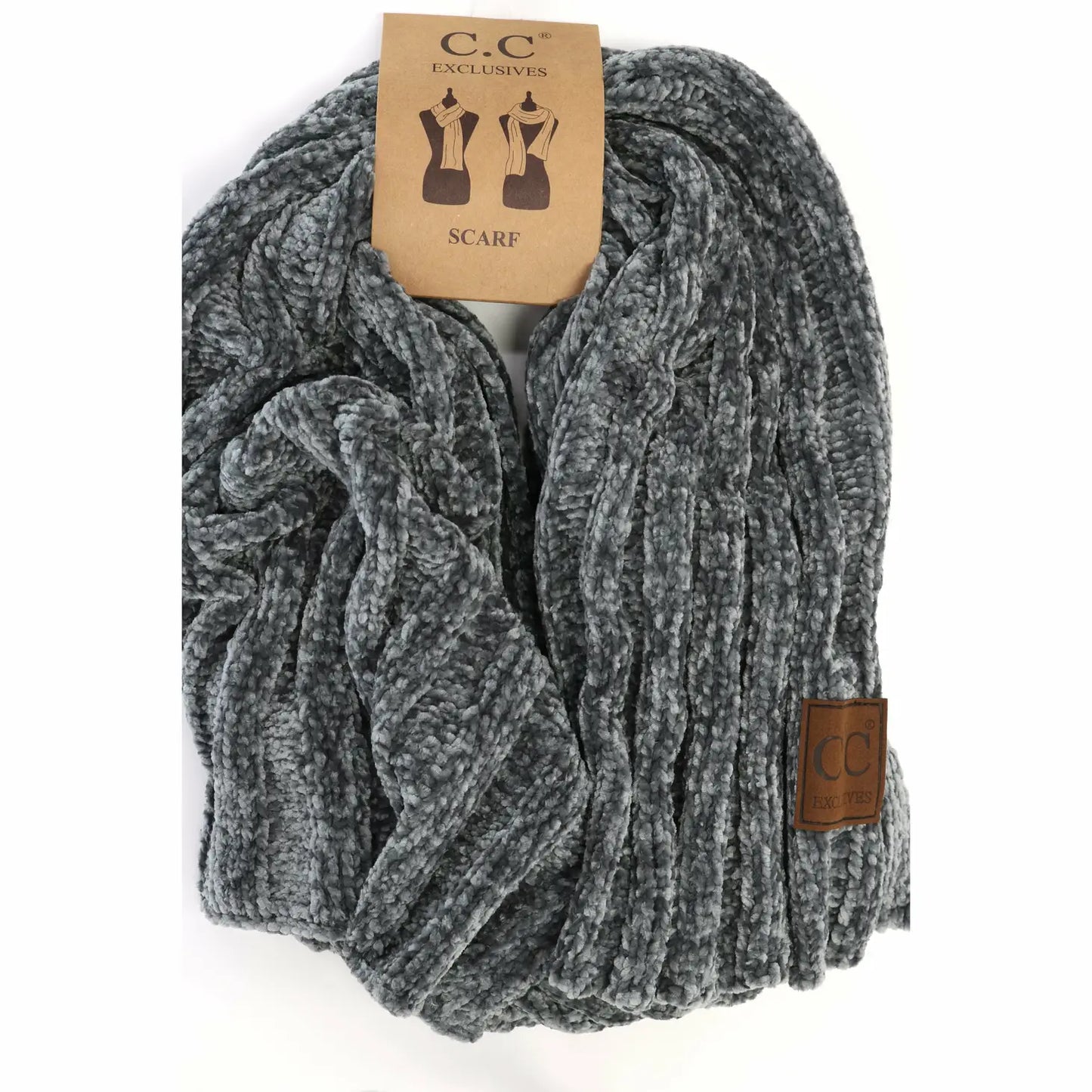 Solid Ribbed Chenille Cc Scarf