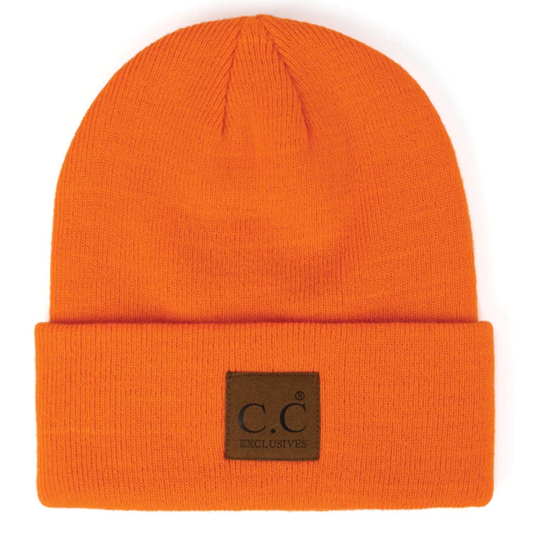 Classic Beanie Hat with Suede Logo Patch