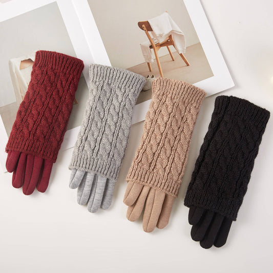 3 in 1 Cable Solid Knit Textured Winter Gloves