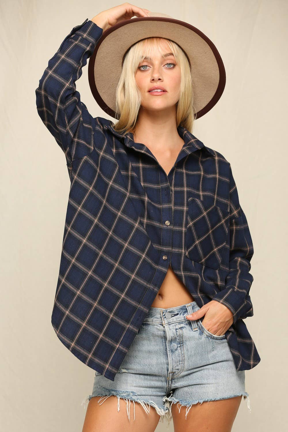 Oversized Plaid Button-Down Shirts