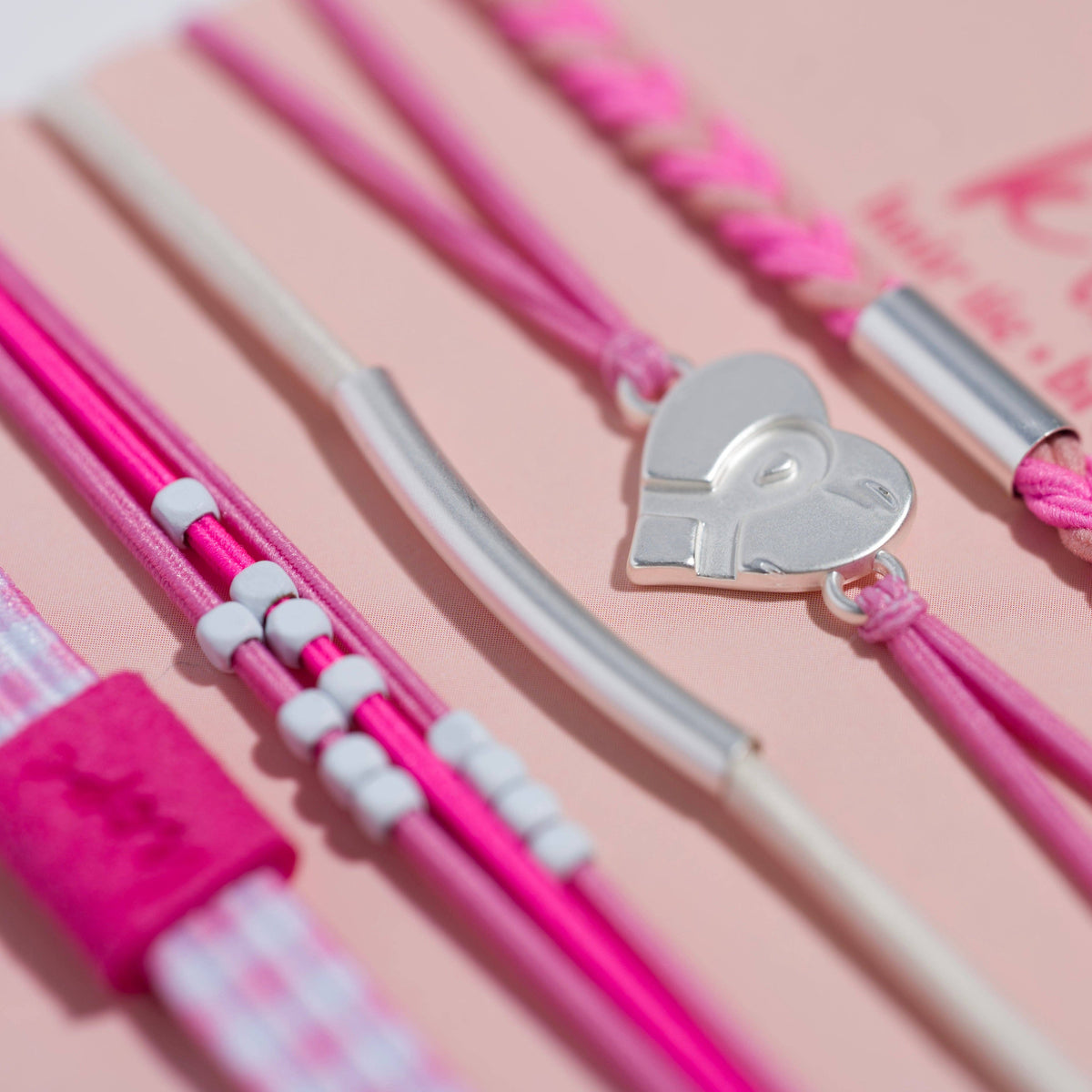 "Hope" Silver & Pink Breast Cancer Awareness Hair Tie Bracelets