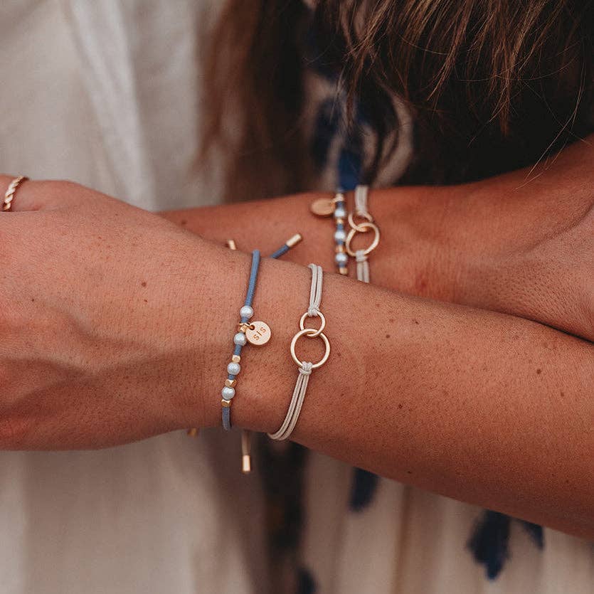 "Sisters" Gold & Pearl Shareable Hair Tie Bracelet Set