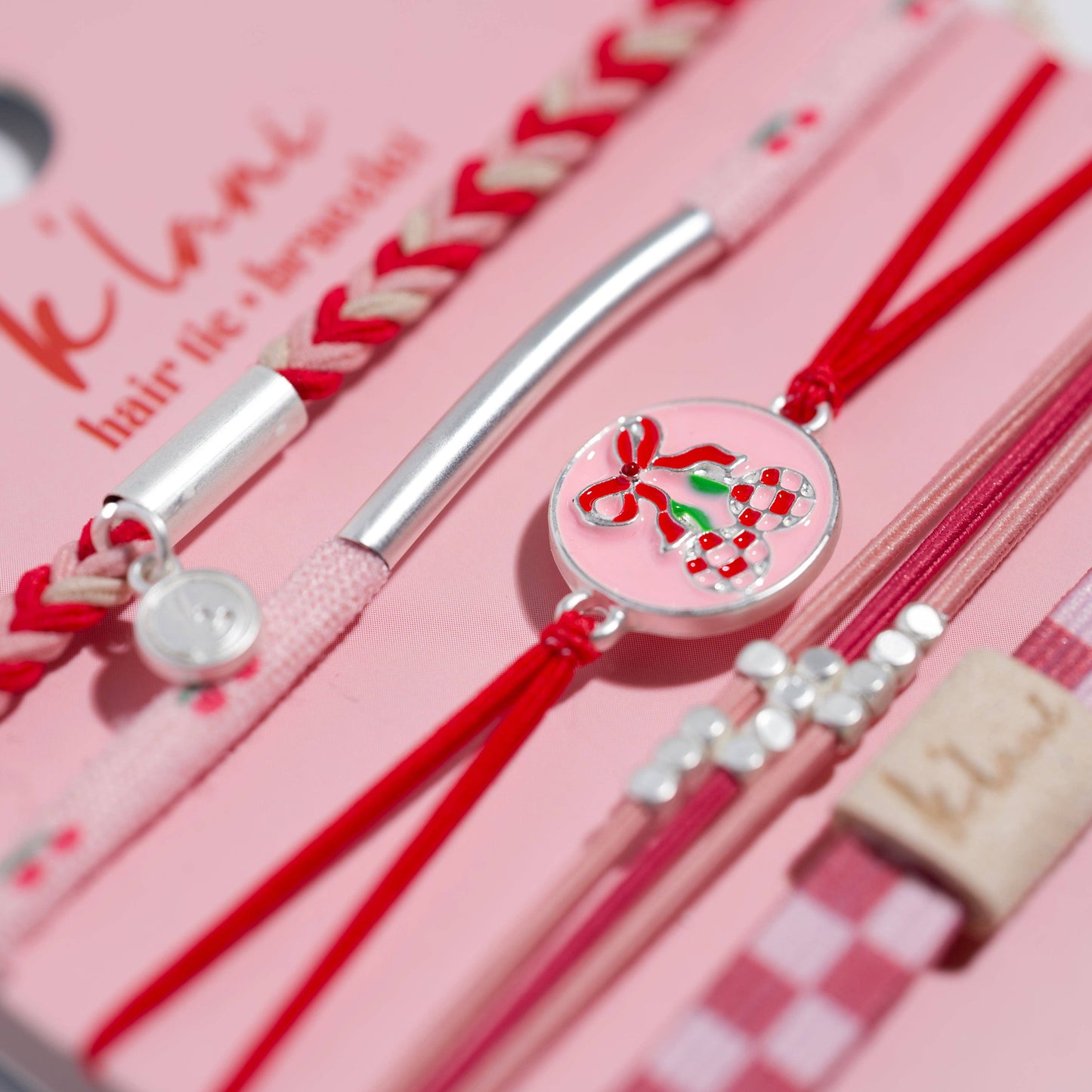 "Sweet" Pink Cherry Hair Tie Bracelets