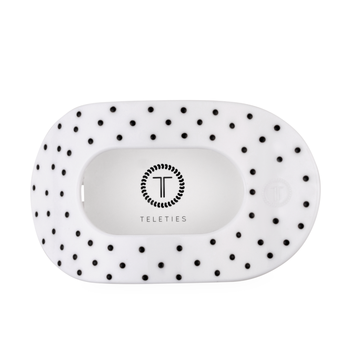 Flat Round | White Polka Dot Party | Large Hair Clip