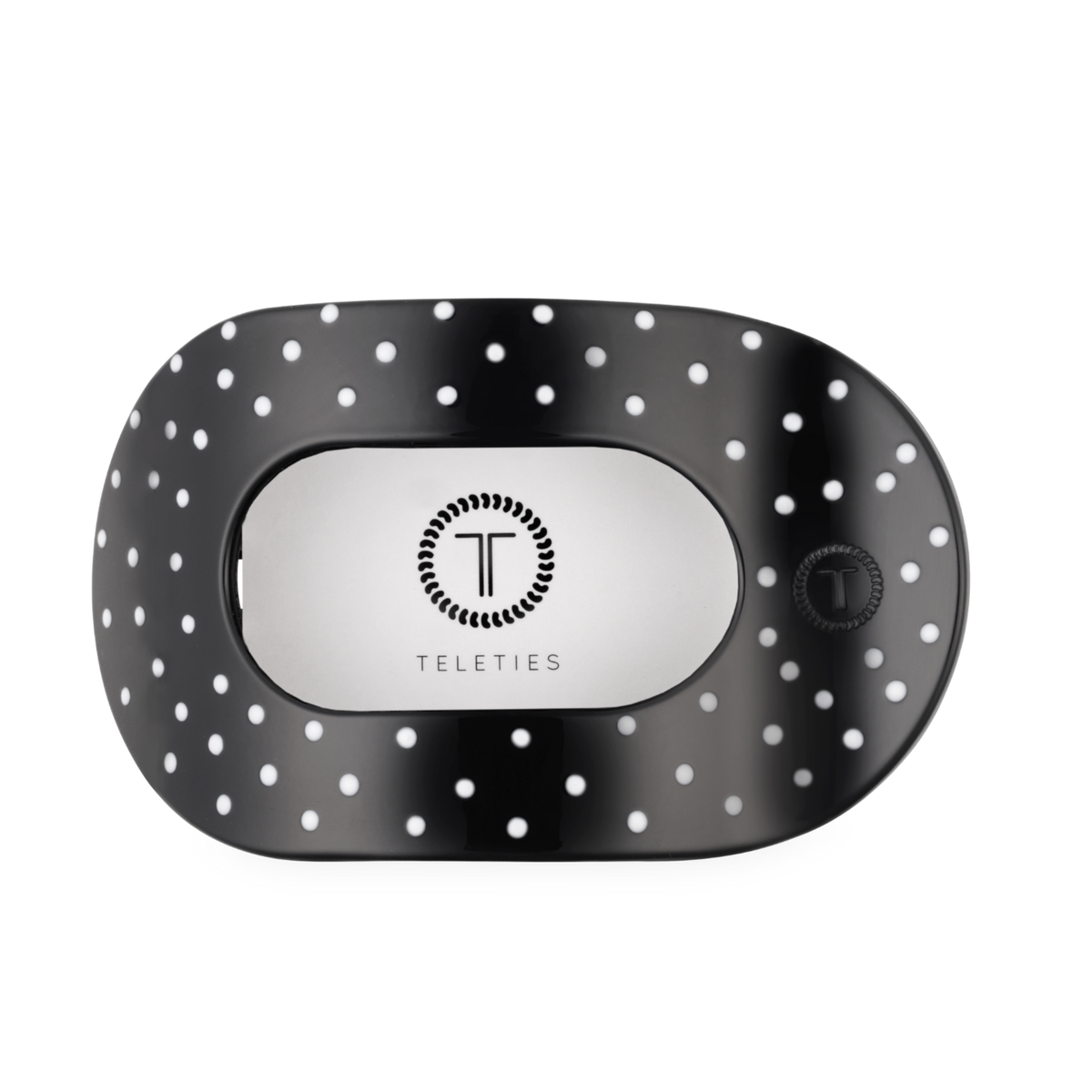Flat Round | Black Polka Dot Party | Large Hair Clip