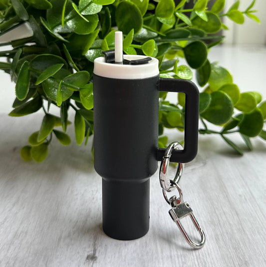 Mini Tumbler Keychain Carry Storage Container Black