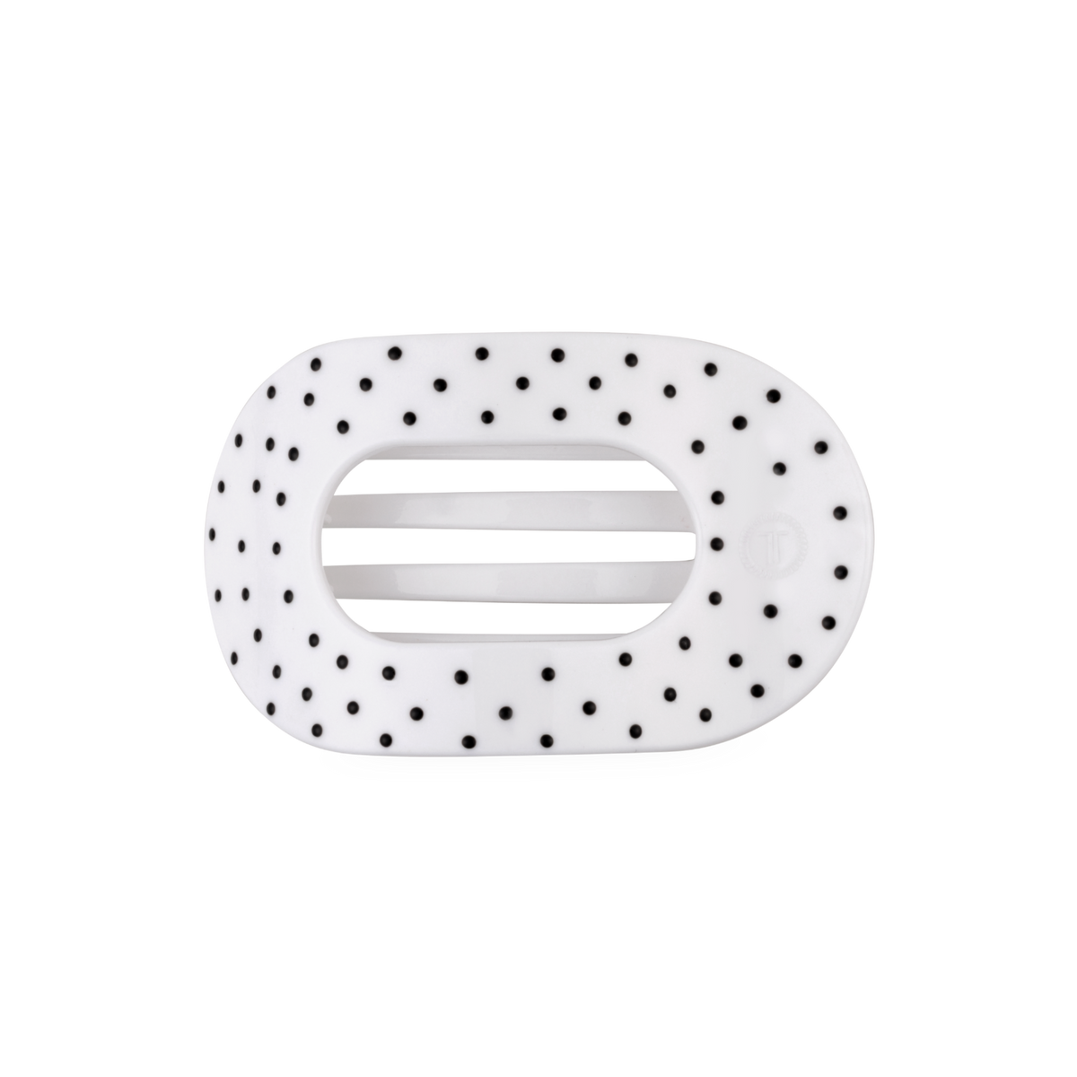 Flat Round | White Polka Dot Party | Medium Hair Clip