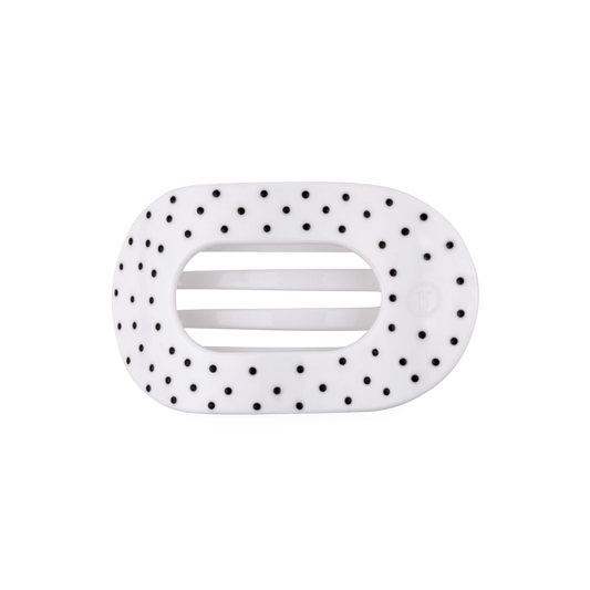 Flat Round | White Polka Dot Party | Medium Hair Clip