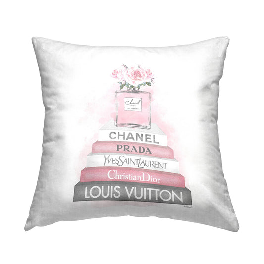 Pink Perfume Blossoms Glam Books Throw Pillow