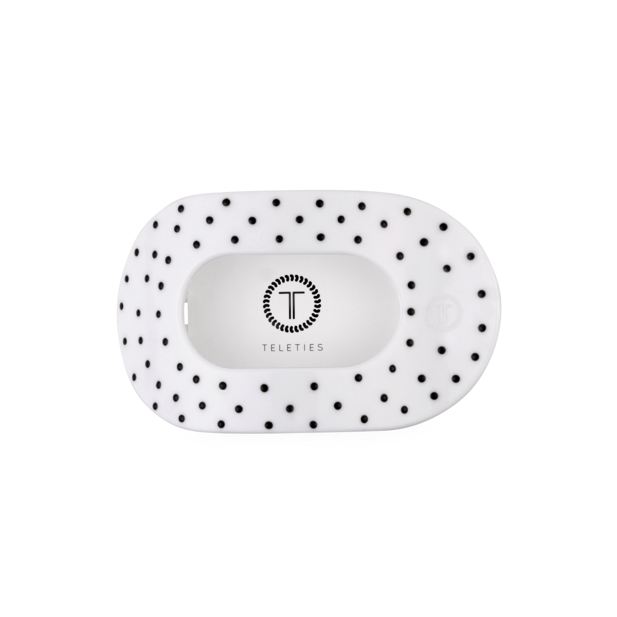 Flat Round | White Polka Dot Party | Medium Hair Clip