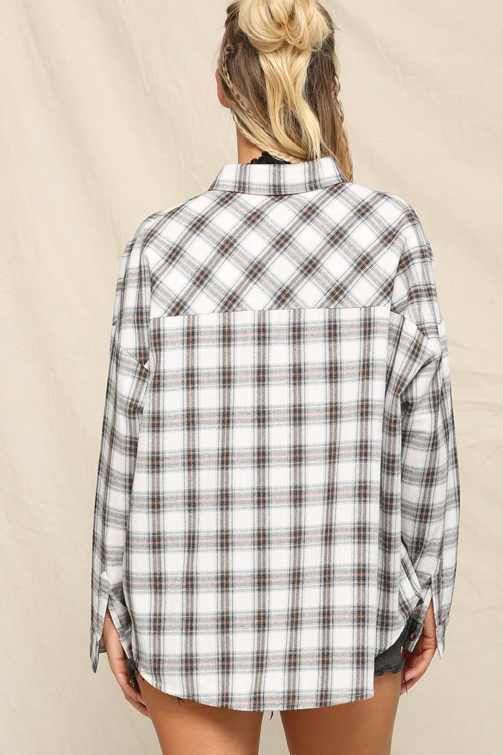Oversized Plaid Button-Down Shirts
