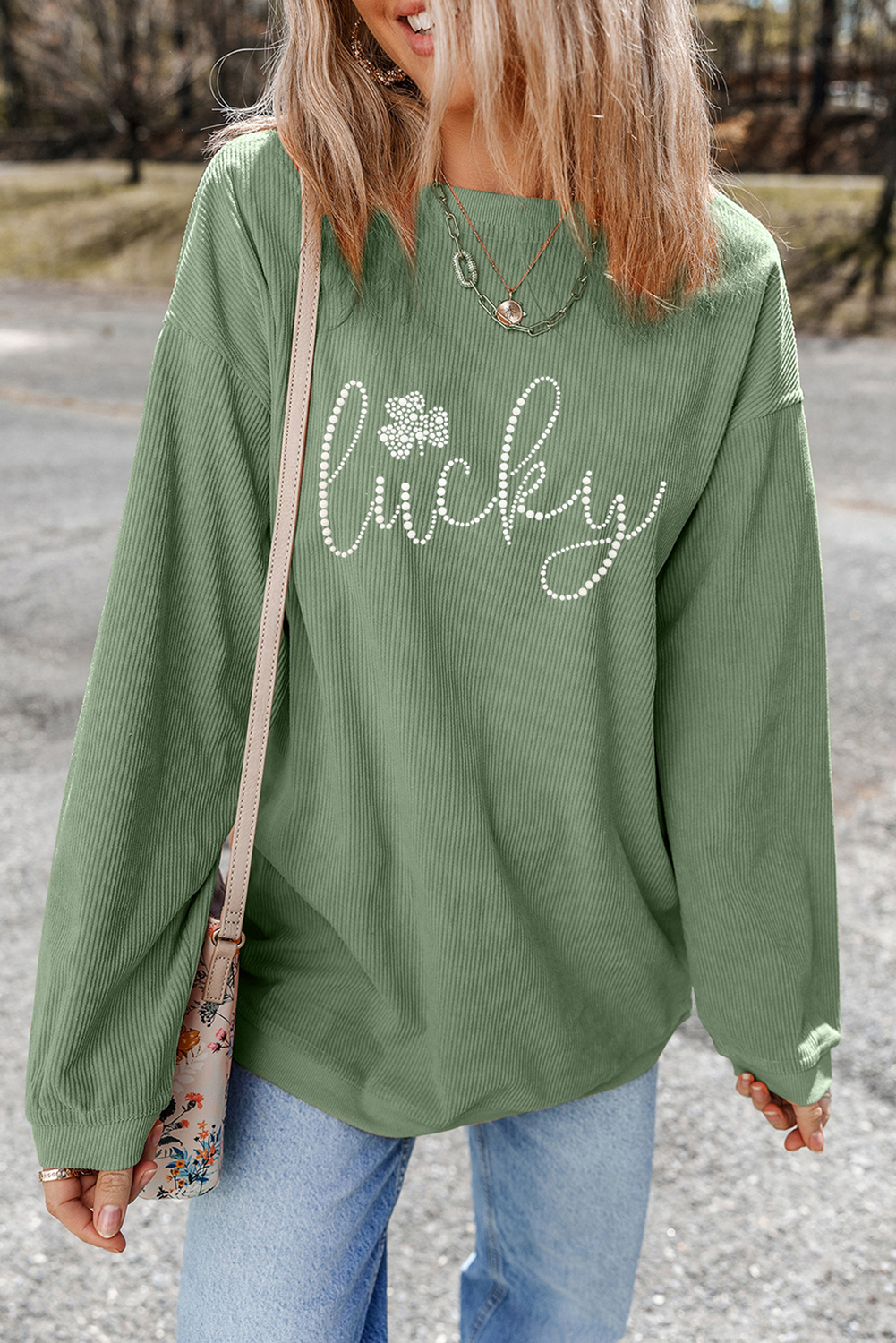 Rhinestone Clover Sweatshirt