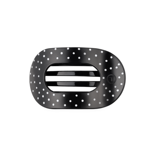 Flat Round | Black Polka Dot Party | Medium Hair Clip