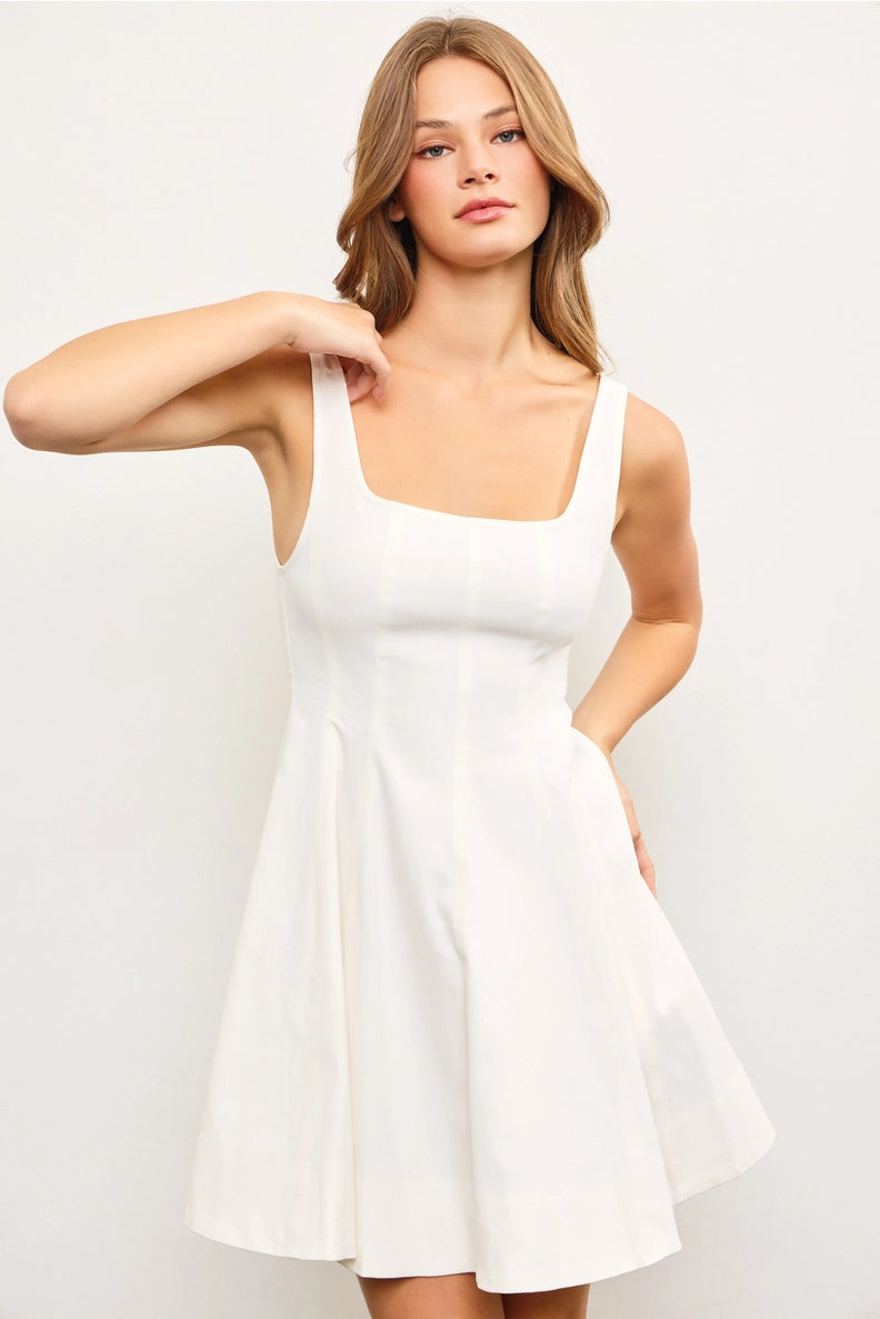 White Flare Panel Dress