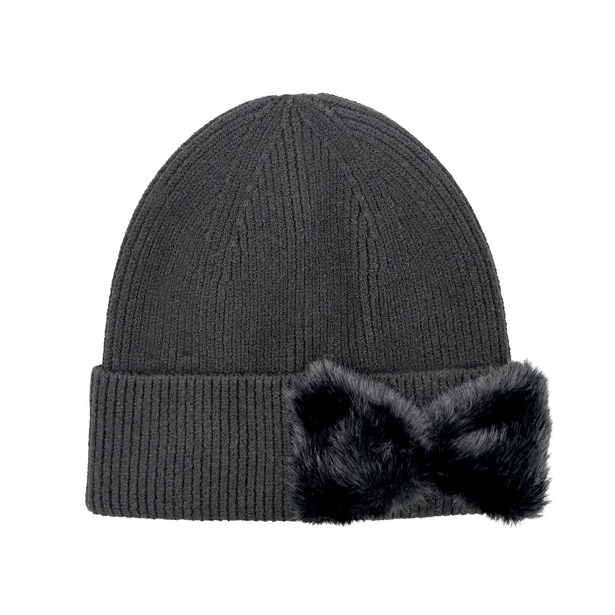 Faux Fur Bow C.C Beanie