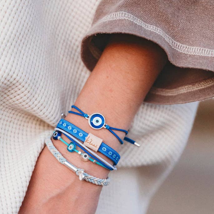 "Resist" Blue Evil Eye Hair Tie Bracelets