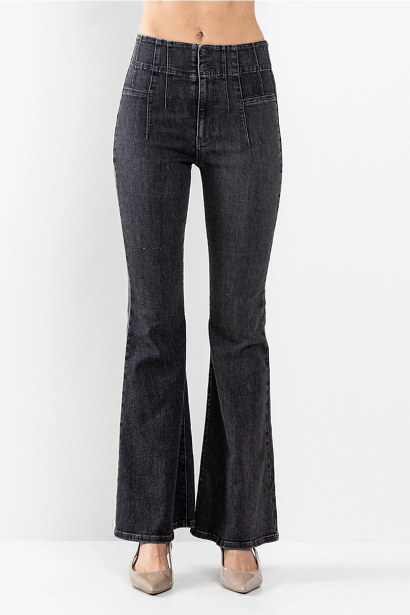 High Rise Flare Jeans in Grey