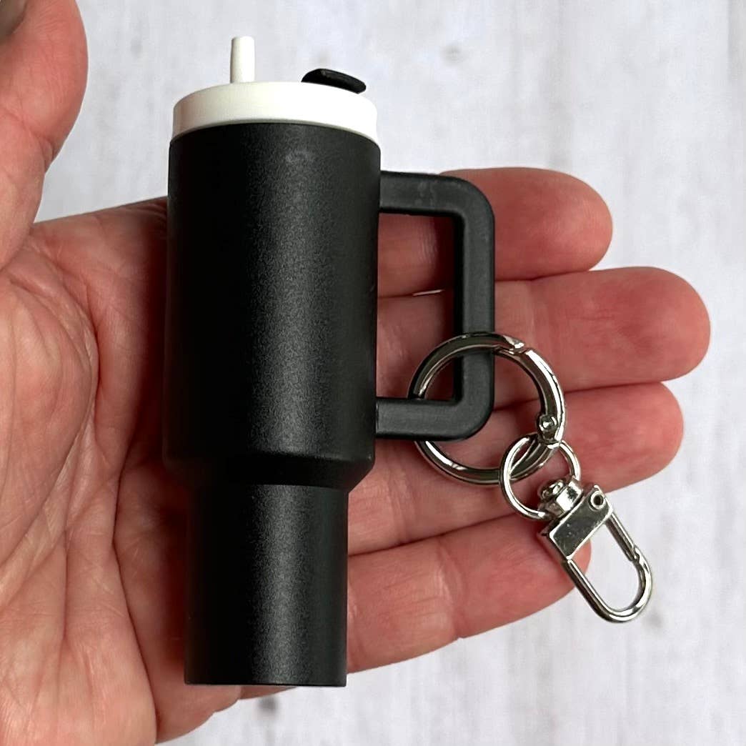 Mini Tumbler Keychain Carry Storage Container Black