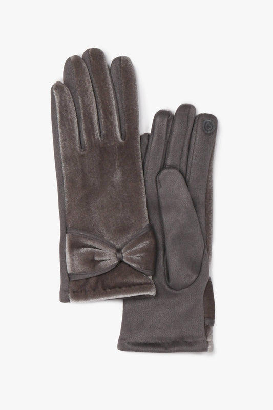 Tech touch velvet gloves with bow
