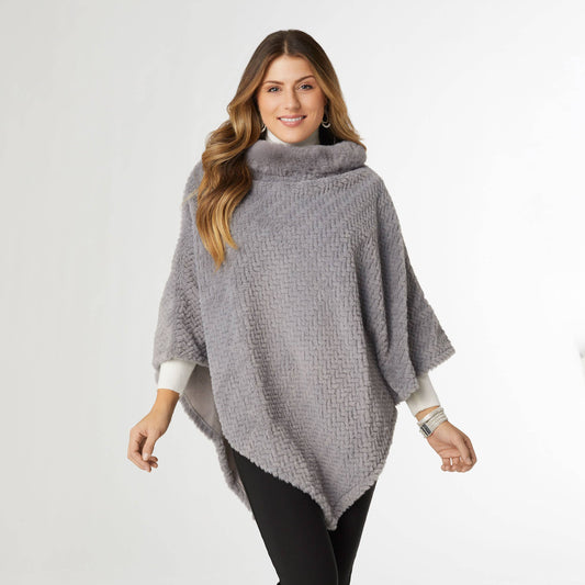 Shaya Textured Faux Fur Poncho